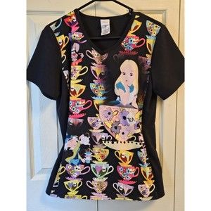 Alice in Wonderland Cherokee Scrubs Tooniforms Disney V Neck Top Womens …